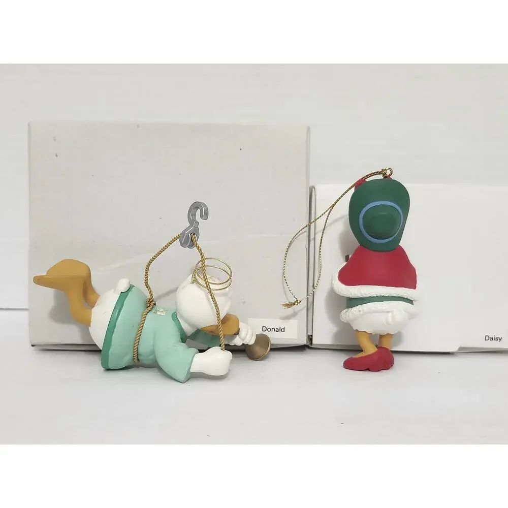 Vintage Disney Donald & Daisy Duck Christmas Ornament Pair Boxed Tree Set